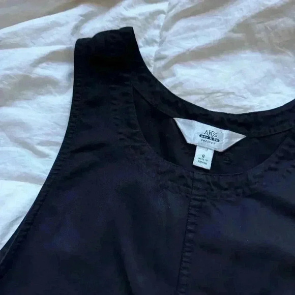 AKS oversize small Vintage 90s lagenlook black sleeveless dress  minimalist - Picture 5 of 6